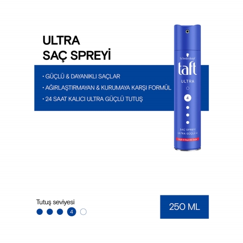 Taft Saç Sprey Ultra Güçlü Sabitleyici 4 Mavi