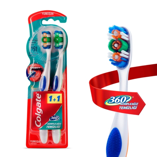 Colgate 360 Komple Ağız Temizliği Yumuşak Diş Fırçası 1+1