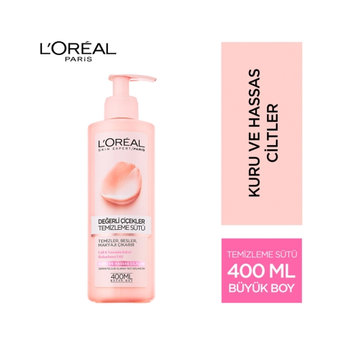 L'Oréal Paris Değerli Çiçekler Temizleme Sütü 400 Ml Kuru/Hassas