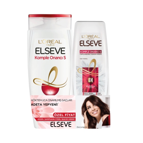 L'Oréal Paris Elseve Komple Onarıcı Şampuan 450 Ml + Saç Bakım Kremi 175 Ml