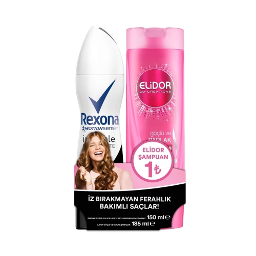 Rexona Deodorant Invisible Black White 150 Ml + Elidor 185 Ml Güçlü&Parlak