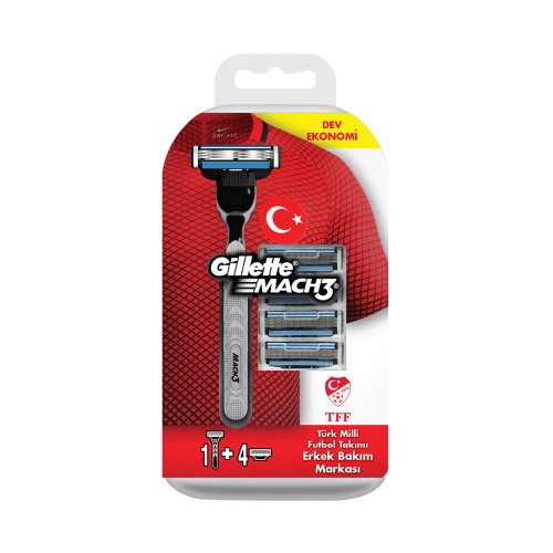 Gillette Mach3 Milli Takım Özel Paketi Tıraş Makinesi + 4'lü Tıraş Bıçağı