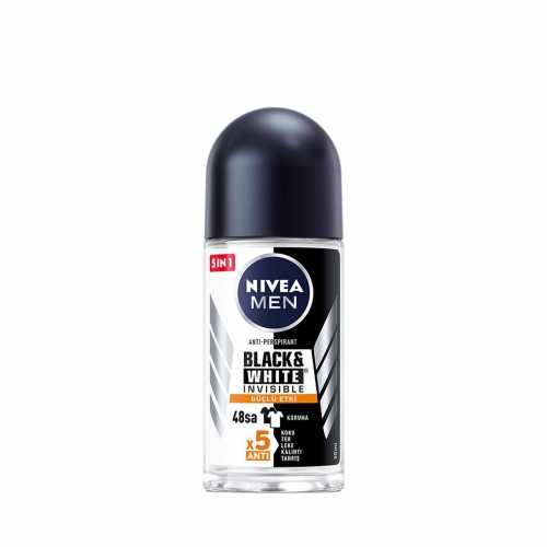 Nivea Deodorant Roll-On Invisible Black&White Güçlü Etki Erkek 50 Ml