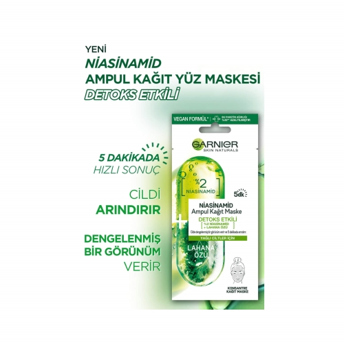 Garnier Niasinamid Detoks Etkili Ampul Kağıt Yüz Maskesi 1 Adet