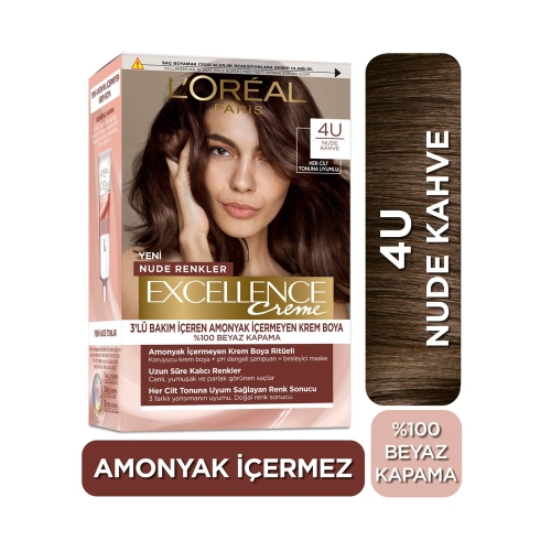 L'Oréal Paris Excellence Creme Nude Renkler Saç Boyası - 4U Nude Kahve