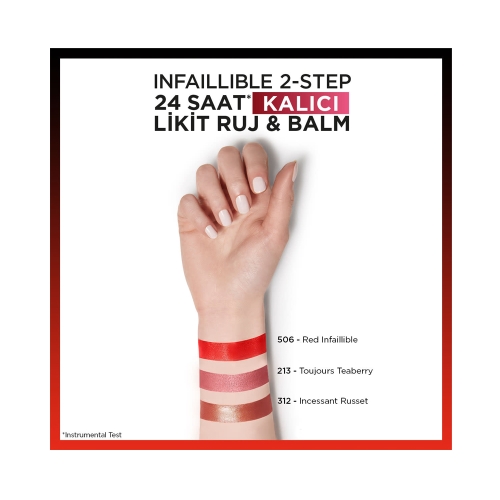 L'Oréal Paris Infaillible 2-Step 24 Saat Kalıcı Likit Ruj & Balm - 506 Red Infaillible