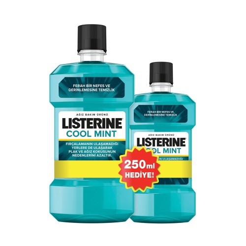Listerine Cool Mint Ağız Bakım Suyu 500 Ml + 250 Ml Hediye