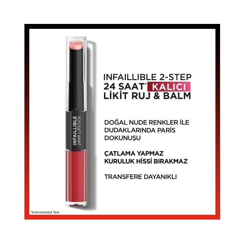 L'Oréal Paris Infaillible 2-Step 24 Saat Kalıcı Likit Ruj & Balm - 501 Timeless Red