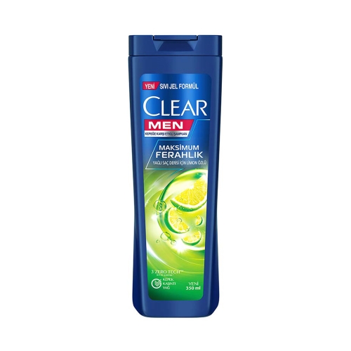 Clear Men Maksimum Ferahlık Yağlı Saç Derisi İçin Limon Özlü Kepeğe Karşı Etkili Şampuan 350 Ml