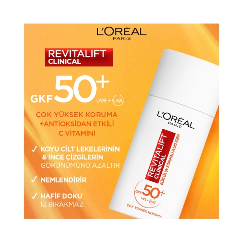 L'Oréal Paris Revitalift Clinical Spf 50 Günlük Yüksek Uv Korumalı Yüz Güneş Kremi 50 Ml
