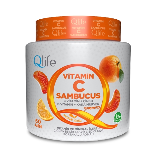 Qlife Vitamin C Sambucus Gummies C Vitamin + Çinko+ D Vitamini + Kara Müver İçeren Gummies 60 Adet