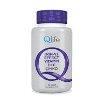 Qlife Tripple Effect Vitamin D + C Vitamini + Çinko İçeren Kapsül Takviye Edici Gıda 60 Kapsül