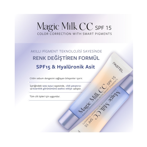 Pastel Magic Milk CC SPF 15 - Cilt Tonu Eşitleyici SPF 15 CC Krem 50 Light Medium